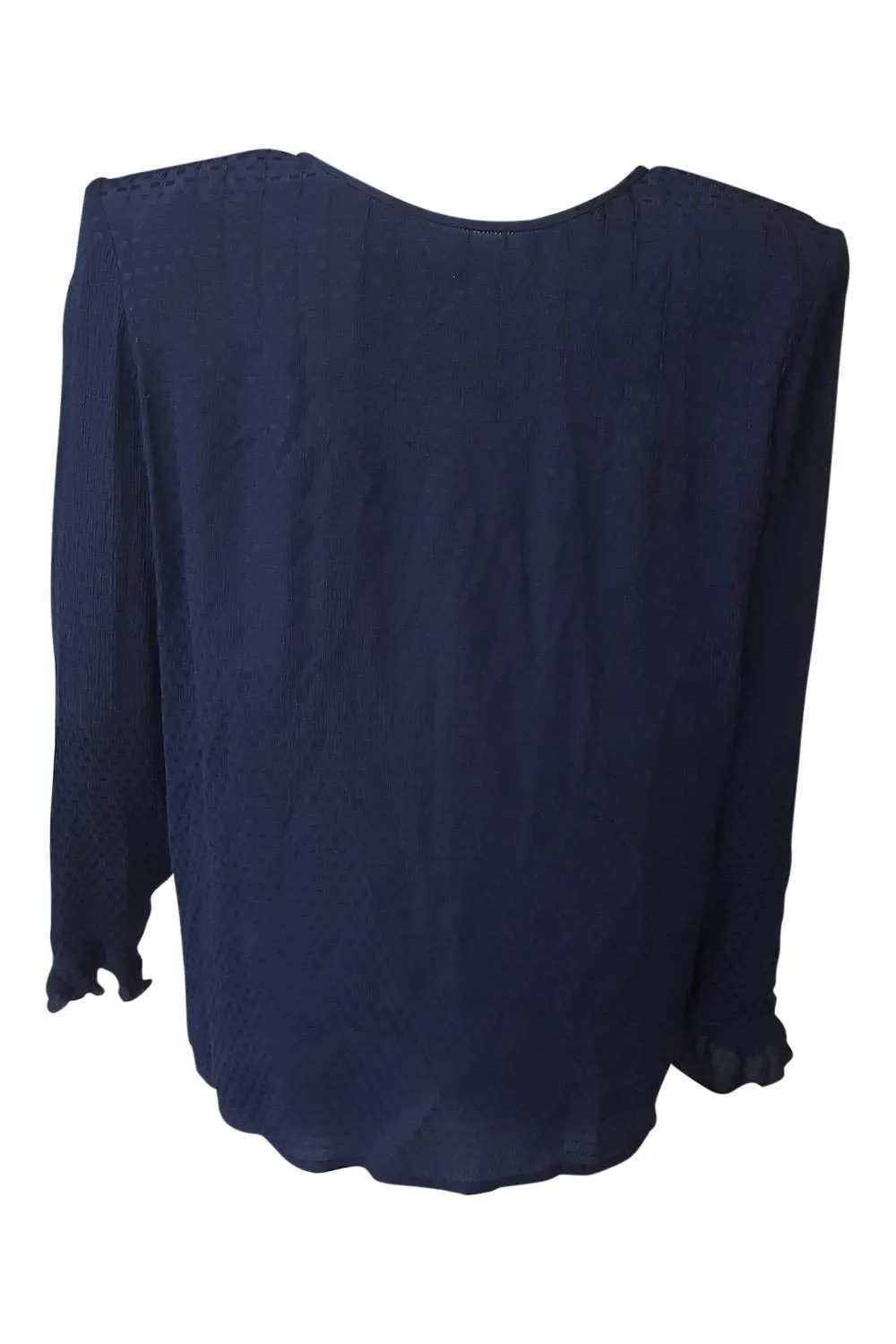 VALENTINO Vintage Navy Blue 100% Silk Pin tuck Blouse (40 / 6)