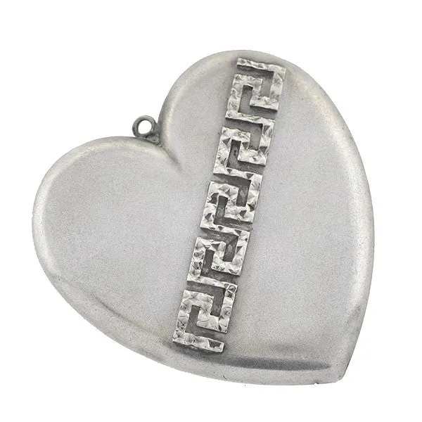 Victorian Sterling Roman Key Heart Pendant