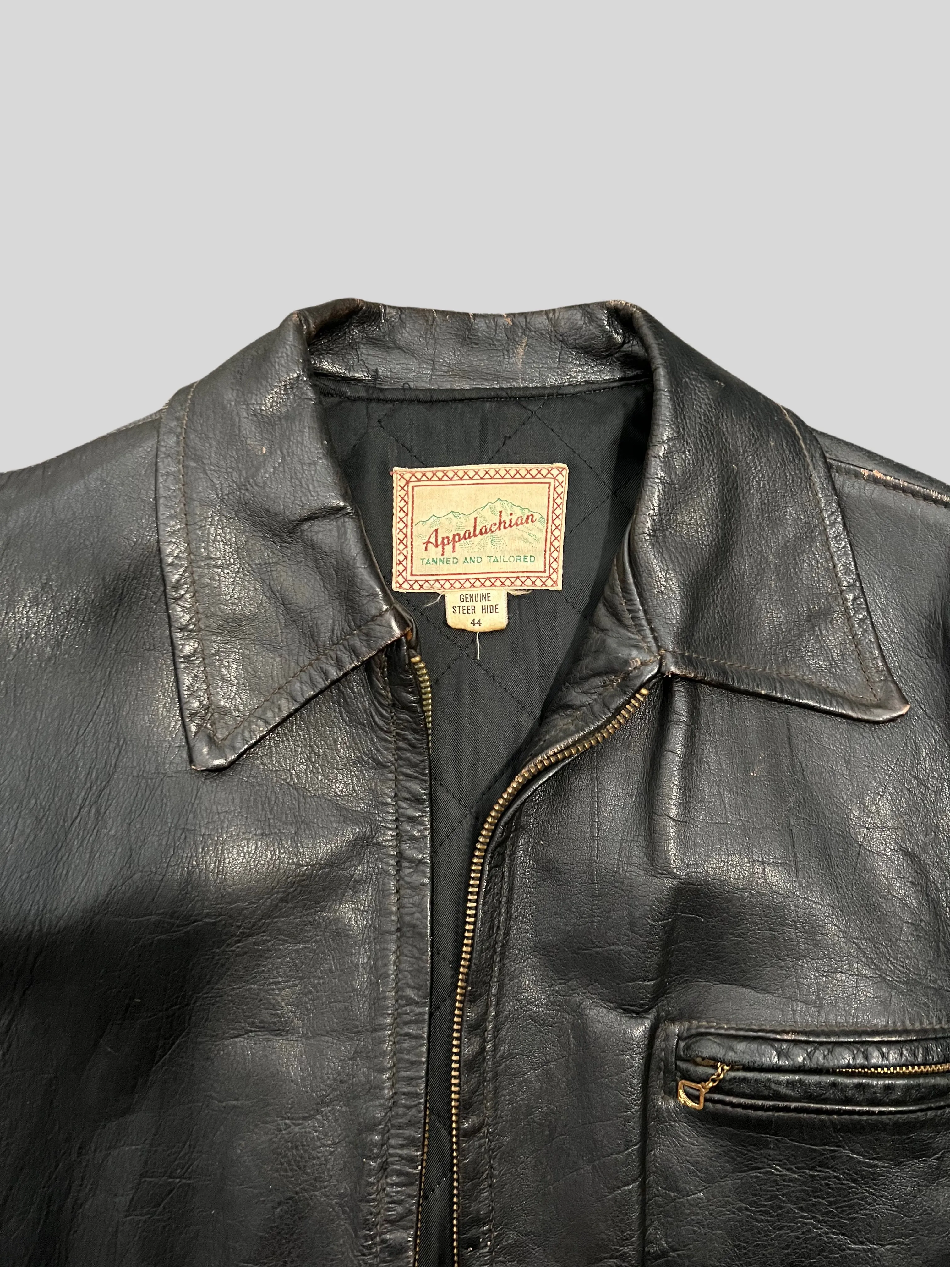 Vintage 50s Appalachian Steer Hide Leather Jacket, Men's Size Large