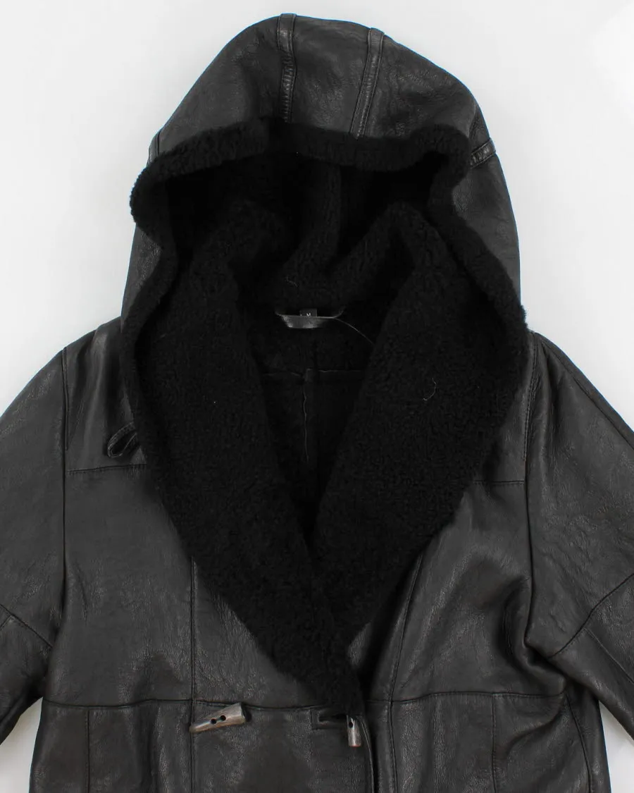 Vintage 90s Knight Of New Zealand Wool Lined Hooded Lambskin Coat - M