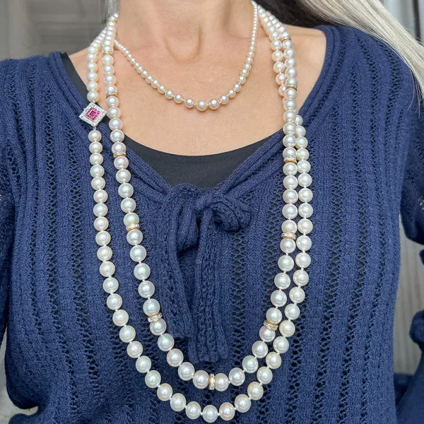 Vintage Pearl & Diamond Necklace