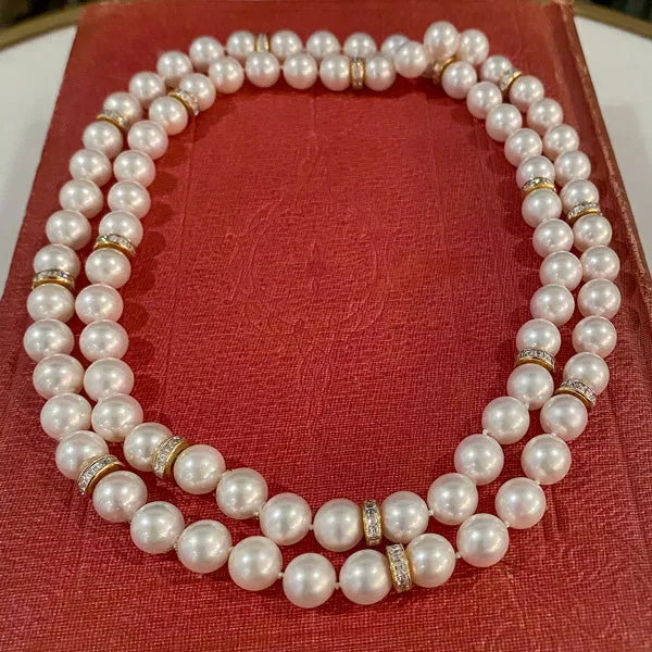 Vintage Pearl & Diamond Necklace