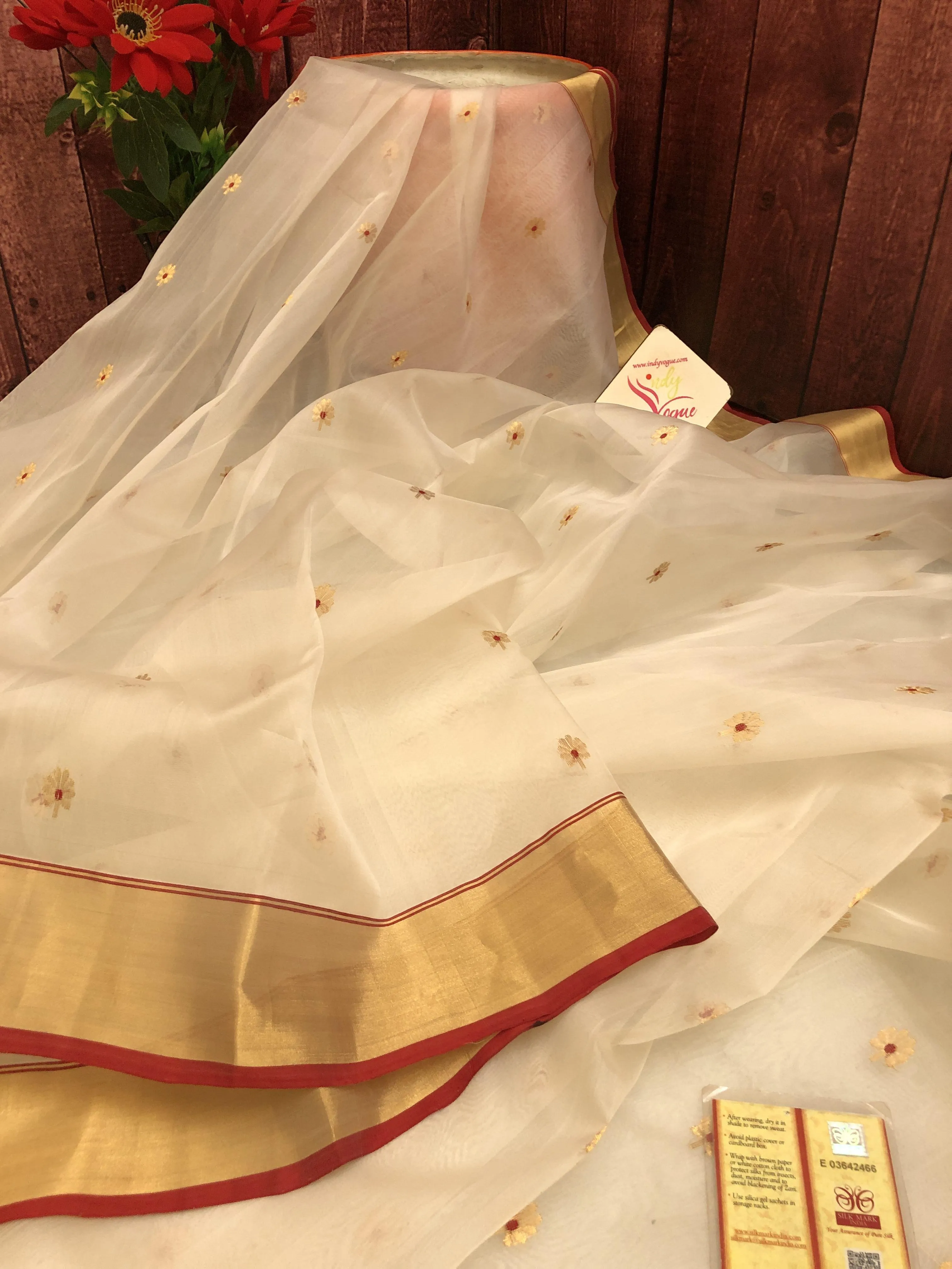 White Color Pure Chanderi Banarasi Saree