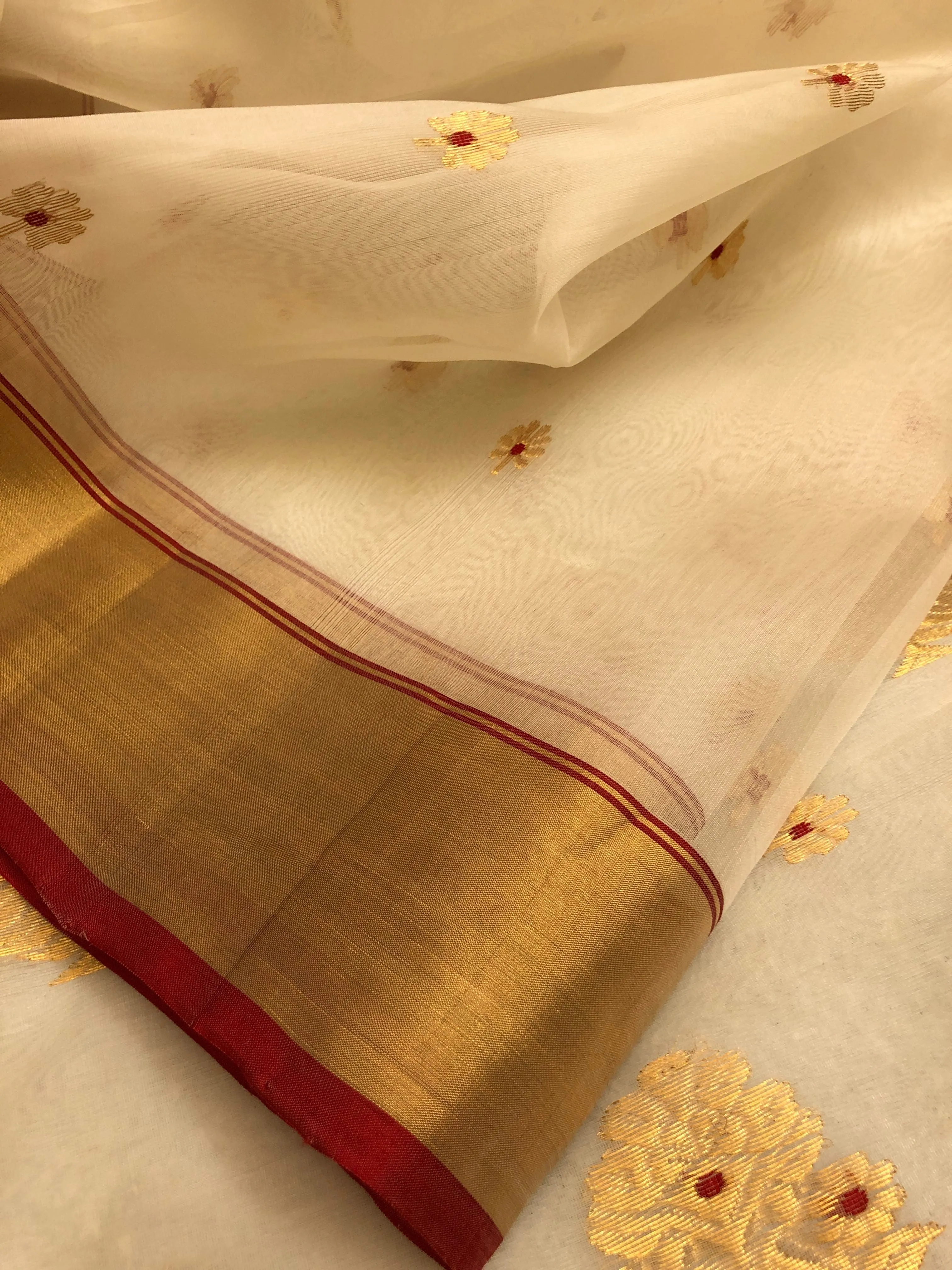 White Color Pure Chanderi Banarasi Saree