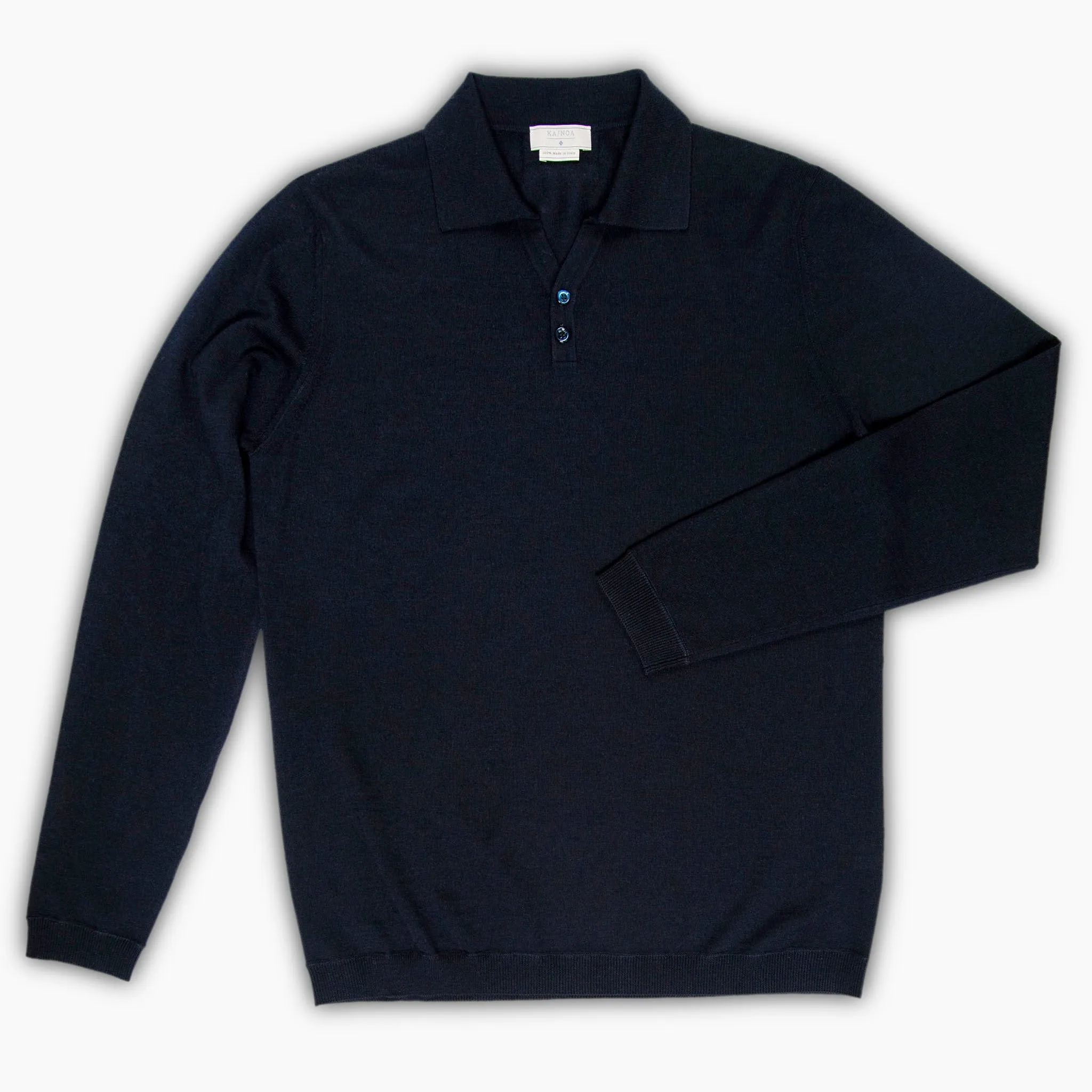 Yvan knitted two buttons polo in extrafine wool