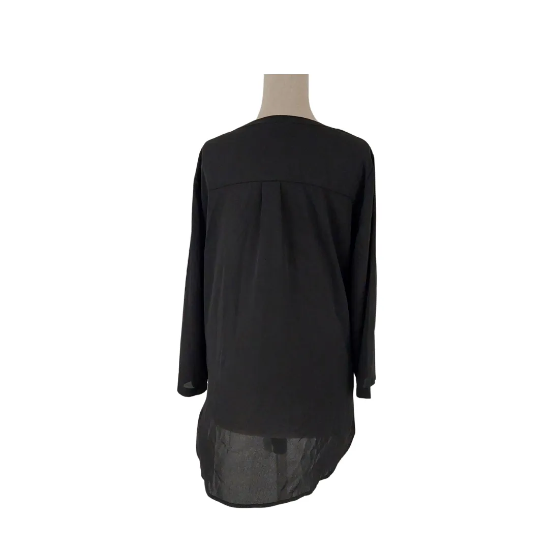 Zac & Rachel Black Front-Lace Blouse | Like New |